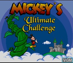 Title screen of the game Mickey's Ultimate Challenge on Nintendo Super NES