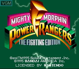 Title screen of the game Mighty Morphin Power Rangers - The Fighting Edition on Nintendo Super NES