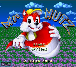 Title screen of the game Mr. Nutz on Nintendo Super NES