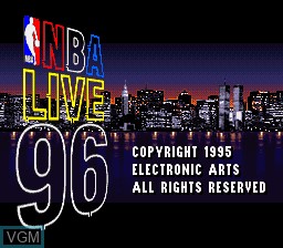 Title screen of the game NBA Live 96 on Nintendo Super NES