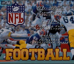 Title screen of the game NFL Football on Nintendo Super NES
