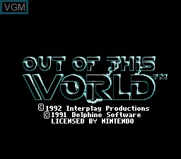 Title screen of the game Out of This World on Nintendo Super NES