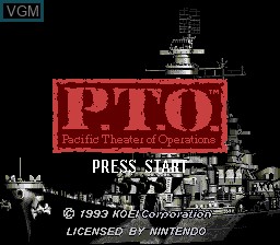 Title screen of the game P.T.O. - Pacific Theater of Operations on Nintendo Super NES
