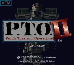 Title screen of the game P.T.O. II - Pacific Theater of Operations on Nintendo Super NES