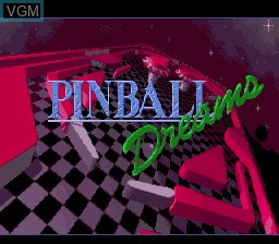 Title screen of the game Pinball Dreams on Nintendo Super NES