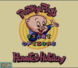 Title screen of the game Porky Pig's Haunted Holiday on Nintendo Super NES