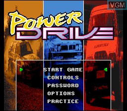 Title screen of the game Power Drive on Nintendo Super NES