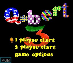 Title screen of the game Q*bert 3 on Nintendo Super NES