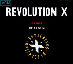 Title screen of the game Revolution X on Nintendo Super NES