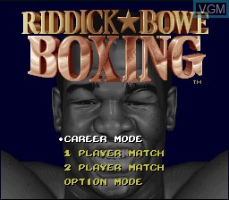 Title screen of the game Riddick Bowe Boxing on Nintendo Super NES