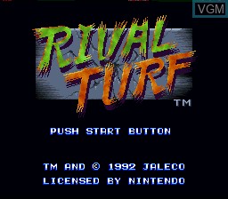 Title screen of the game Rival Turf! on Nintendo Super NES