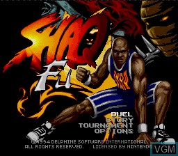Title screen of the game Shaq-Fu on Nintendo Super NES