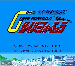 Title screen of the game Shinseiki GPX Cyber Formula on Nintendo Super NES