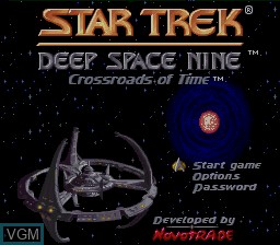 Title screen of the game Star Trek - Deep Space Nine - Crossroads of Time on Nintendo Super NES