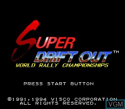 Title screen of the game Super Drift Out on Nintendo Super NES