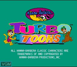 Title screen of the game Hanna Barbera's Turbo Toons on Nintendo Super NES