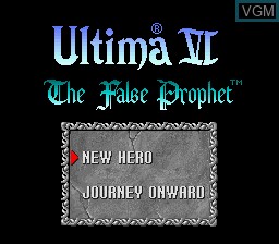Title screen of the game Ultima - The False Prophet on Nintendo Super NES