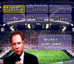 Menu screen of the game ABC Monday Night Football on Nintendo Super NES