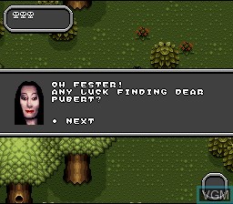 Menu screen of the game Addams Family Values on Nintendo Super NES