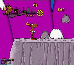 Menu screen of the game Adventures of Rocky and Bullwinkle and Friends, The on Nintendo Super NES