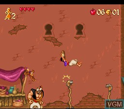 Menu screen of the game Aladdin on Nintendo Super NES