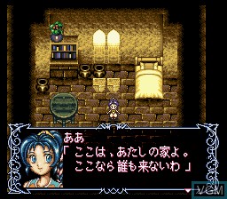 Menu screen of the game Arabian Nights - Sabaku no Seirei Ou on Nintendo Super NES