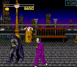Menu screen of the game Batman on Nintendo Super NES