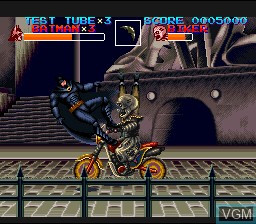 Menu screen of the game Batman Returns on Nintendo Super NES
