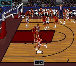 Menu screen of the game Bulls vs Blazers and the NBA Playoffs on Nintendo Super NES