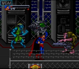 Menu screen of the game Death and Return of Superman, The on Nintendo Super NES