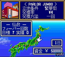 Menu screen of the game Honke Sankyo Fever Jikki Simulation on Nintendo Super NES