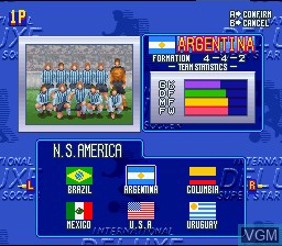 Menu screen of the game International Superstar Soccer Deluxe on Nintendo Super NES