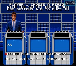 Menu screen of the game Jeopardy! Deluxe Edition on Nintendo Super NES