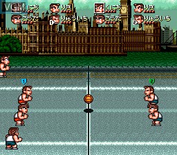 Menu screen of the game Kunio-kun no Dodge Ball - Zenin Shuugou! Tournament Special on Nintendo Super NES