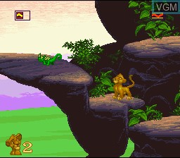 Menu screen of the game Lion King, The on Nintendo Super NES