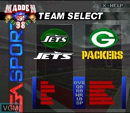 Menu screen of the game Madden NFL '98 on Nintendo Super NES