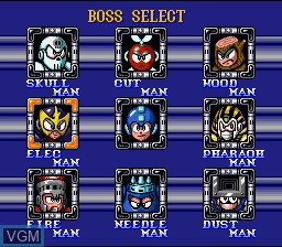 Menu screen of the game Mega Man Soccer on Nintendo Super NES