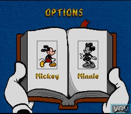 Menu screen of the game Mickey's Ultimate Challenge on Nintendo Super NES