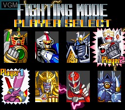 Menu screen of the game Mighty Morphin Power Rangers - The Fighting Edition on Nintendo Super NES