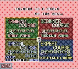 Menu screen of the game On the Ball on Nintendo Super NES