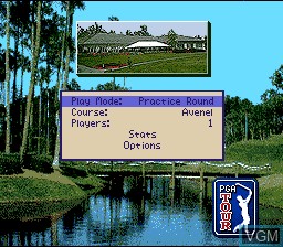Menu screen of the game PGA Tour 96 on Nintendo Super NES