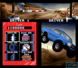 Menu screen of the game Super Off Road on Nintendo Super NES