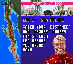Menu screen of the game Super Off Road - The Baja on Nintendo Super NES