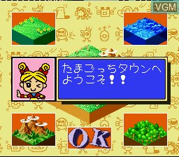 Menu screen of the game Tamagotchi Town on Nintendo Super NES
