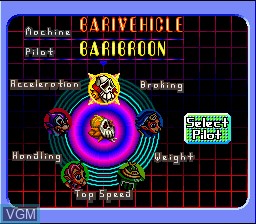 Menu screen of the game Uchuu Race - Astro Go! Go! on Nintendo Super NES