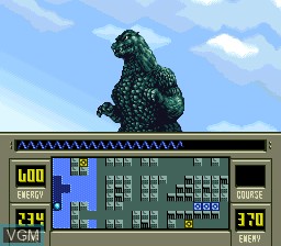 In-game screen of the game Super Godzilla on Nintendo Super NES