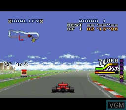 In-game screen of the game Michael Andretti's Indy Car Challenge on Nintendo Super NES