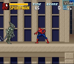 In-game screen of the game Amazing Spider-Man, The - Lethal Foes on Nintendo Super NES