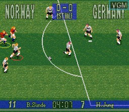 In-game screen of the game 90 Minutes - European Prime Goal on Nintendo Super NES