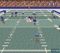 In-game screen of the game ABC Monday Night Football on Nintendo Super NES